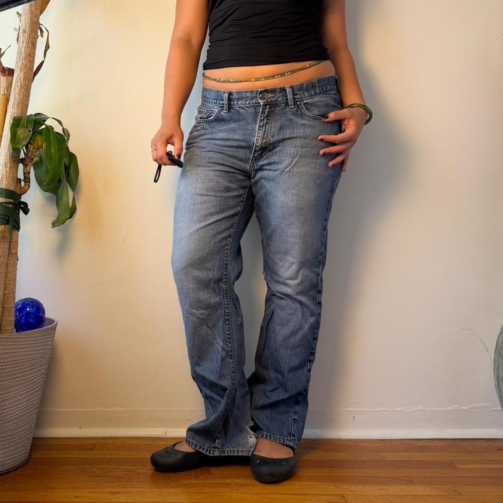 Apt 9 Y2K Low Rise Baggy Jeans Blue Grunge Skater Distressed Wide Leg 36x30